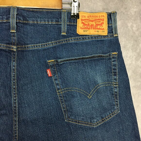 Levis Mens 502 Taper Fit Blue Jeans size 40x30 Stretch Denim Pants Copper Rivets - Picture 5 of 13